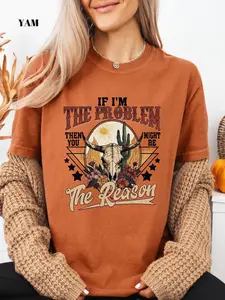 Comfort Colors If I'm The Problem Shirt, Retro Concert Tee, Western Country Music Shirt, Funny Concert T-Shirt, Southern Style Tee