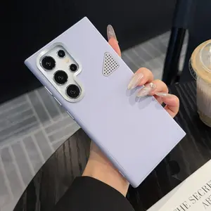 Luxury Leather Texture Shockproof Hard Case for Samsung Galaxy S25 Ultra / S24 Plus / S23 Ultra, Triangle Heat Dissipation Design Protective Cover