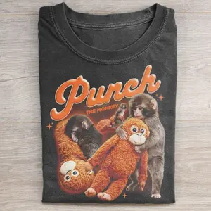 Cute Baby Monkey Punch Shirt, Comfort Colors Meme Graphic Tee, Weirdcore Streetwear Style, Unisex Fit, Gift for Men and Women