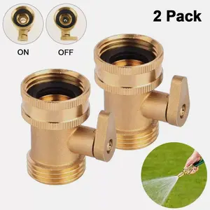 Solid Brass 2PCS 3/4" Garden Hose Shut Off Valve Water Pipe Faucet Connector Set of 2 Durable High-Quality Construction