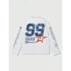 Retro-style black slim-fit long-sleeve T-shirt with “99” and inspirational graphics | Streetwear TikTok trend GARMENTARY