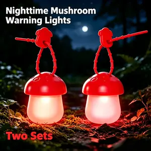 2pcs LED Mushroom Pet Collar Light Glowing Silicone Dog Night Safety Tag, Waterproof Flashing Pendant for Puppy Cat Outdoor Night Walking Camping Holiday Accessory