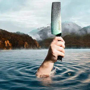 EXCALIBLADES Nakiri Knife - Stainless Steel Damascus Knife with Full Tang Handle & Black Turquoise Handle, Sharp for Meat and Vegetable Use