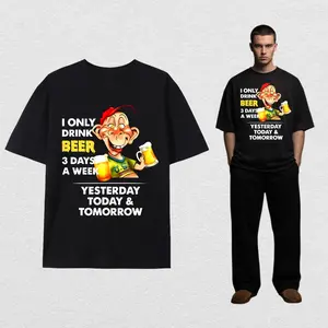 Men's Funny Graphic T-Shirt "I Only Drink for 3 Days" Humorous Design, Unisex Top with Cartoon Print, Casual & Party Wear Suitable for Men & Women