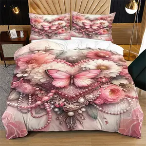 Butterfly Print Duvet Cover Set, Includes 1 Duvet Cover And 1 Or 2 Pillowcases, Does Not Include Duvet Or Pillow Inserts, Soft And Durable Bedding, Decorative Duvet Cover, Suitable For All Seasons, Cozy Bedroom Decoration
