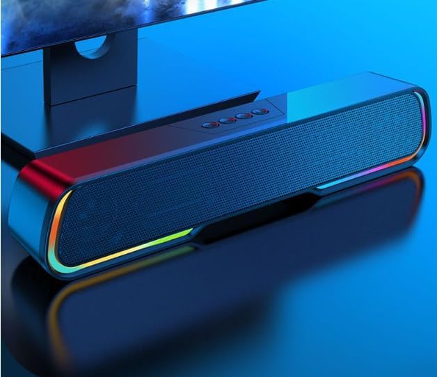 Computer Speakers for Desktop PC, Bluetooth PC Speakers with Dynamic RGB Light, Wired USB Plug & Play Computer Sound Bar, USB Powered Gaming Speakers for Desktop, Laptops, Phone, Tablet