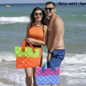 1pc Waterproof PVC Inflatable Beach Bag, Summer Seaside Crossbody Shoulder Bag, Ideal for Swimming Outdoor Camping Sea Storage