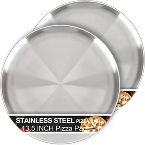 13½ Inch Pizza Pan Oven Set of 2, Non-Stick Large round Stainless Steel Pizza Pans Plates No brand