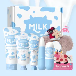 Milk Personal Care Set, Body Beauty Set, Includes Body Lotion,Hand Cream, Foot Cream, Lip Balm,Deep Moisture • Radiant Glow • Plump & Smooth Skin