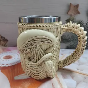 Alien-Themed Stainless Steel DL2693539 Travel Mug with Sci-Fi Creature Design Insulated Reusable Coffee Cup for Hot Cold Drinks Hand Wash Only Perfect for Halloween Christmas & Holidays Horrorthemed Tumbler Washable Reuse Drinkware Ceramic new horror