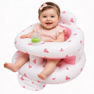 Baby Inflatable Seat with Built-in Air Pump, 3–36 Months Sit Me Up Floor Chair with High Back Support, Portable Blow Up Infant Chair for Sitting Practice, Feeding, Indoor Play, Picnic, Camping & Travel