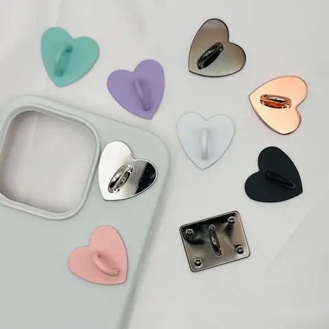 Phone Charm Adhesive Attachment Loop Hook in Silver, Teal, Lilac, Pink, Black and White Heart Style Accessories Metal