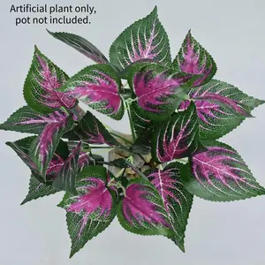 Set of 10 Outdoor Artificial Plants — 7-Branch Perilla Leaf Replicas. Outdoor Faux Plastic Greenery & Shrubs (Wheatgrass Style) — Ideal for Home, Garden, Office, and Wedding Party Decor.