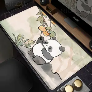 Cartoon Panda DeskMat PC Extended Mouse Pad XXL Stitch Edge Non-Slip Mousepad Gamer Home Decoration Deskpad Office Accessories Kawaii Animal Tablepad