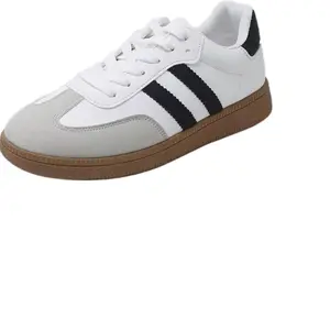 Sport and Casual Shoes - White with Black Stripes, Comfortable Lace-Up Design, Ideal for Everyday Wear. Europea shoes style