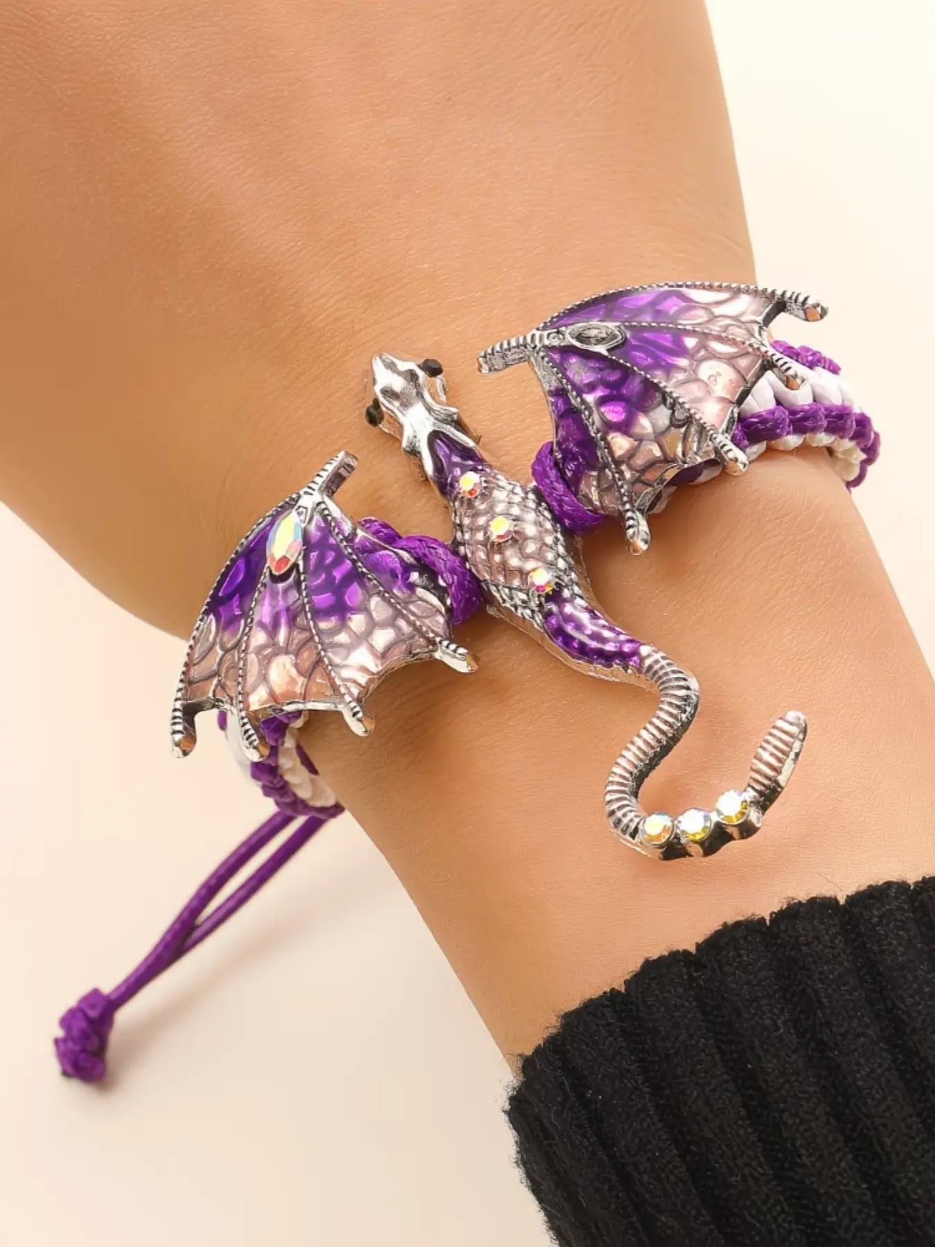 Unique Retro Bracelet, Fashionable Bracelet Style, Bracelet Jewelry, for Men and Women, Colorful Inlaid Zircon Stones, Hand-Woven Dragon Design, Braided Bracelets, Daily Accessory or Gift