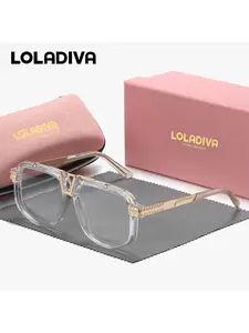 LOLADIVA 1 Pair Unisex Suitable For Work Appropriate Full Frame Plano Glasses Classically Designed Geometric Frame Plano Glasses