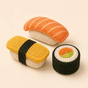 Natural Loofah Cat Chew Toys with Catnip, Cute Taco Sushi Croissant Toys for Indoor Cats, Teeth Cleaning & Boredom Relief