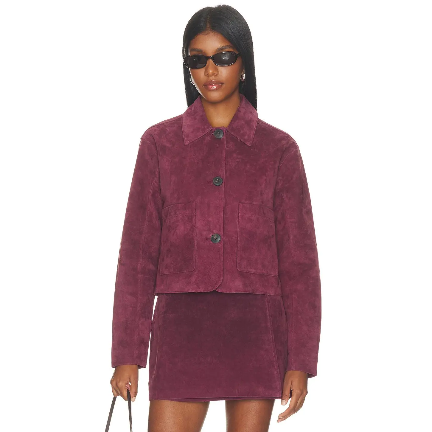 BLANKNYC Suede Jacket in Wine O'clock