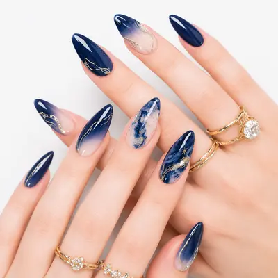 Nails That Match A Navy Blue Dress