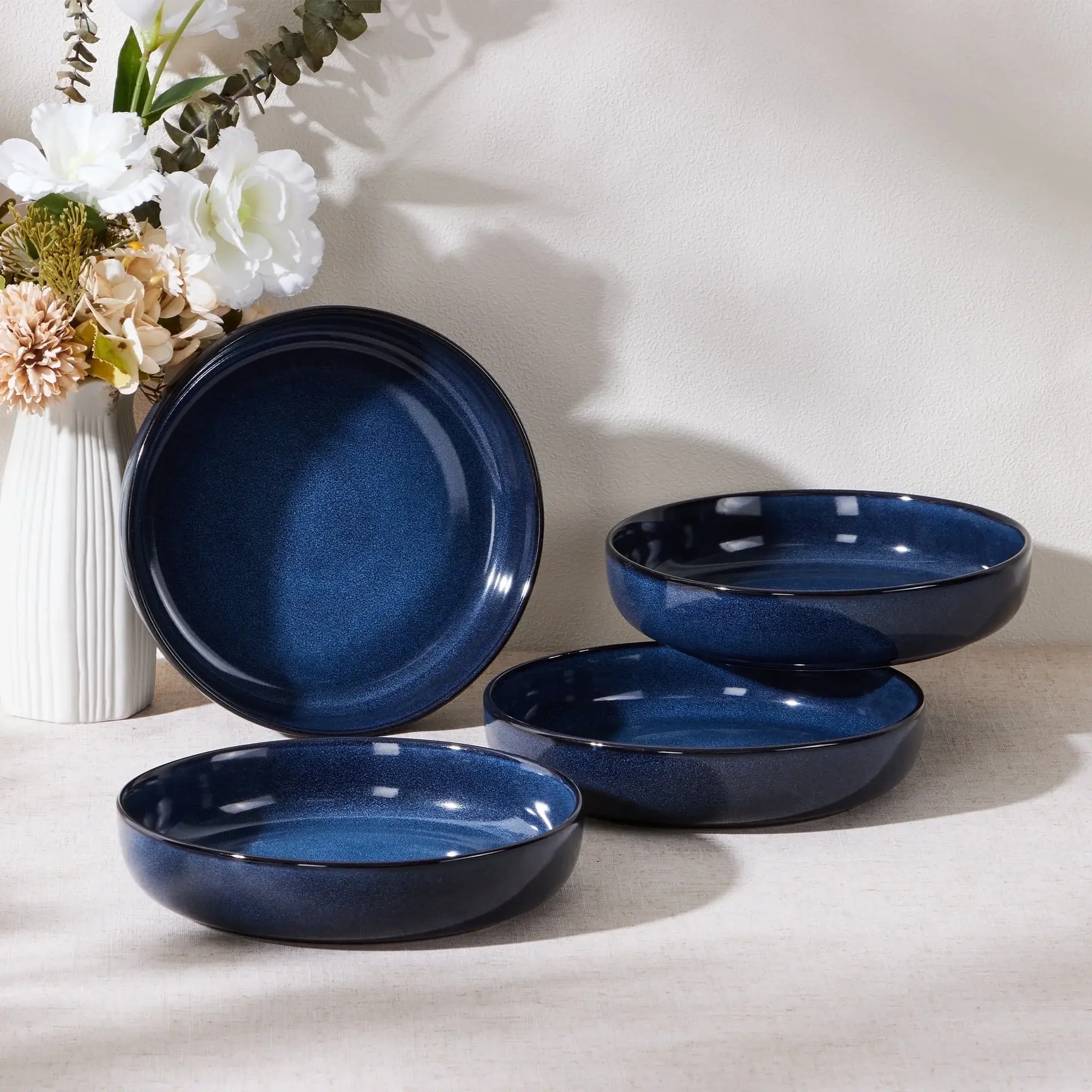 Vesteel Pasta Bowl Set of 4, 22oz Stoneware Salad Pasta Serving Bowls for Soup Dinner Cereal, Microwave & Dishwasher Safe