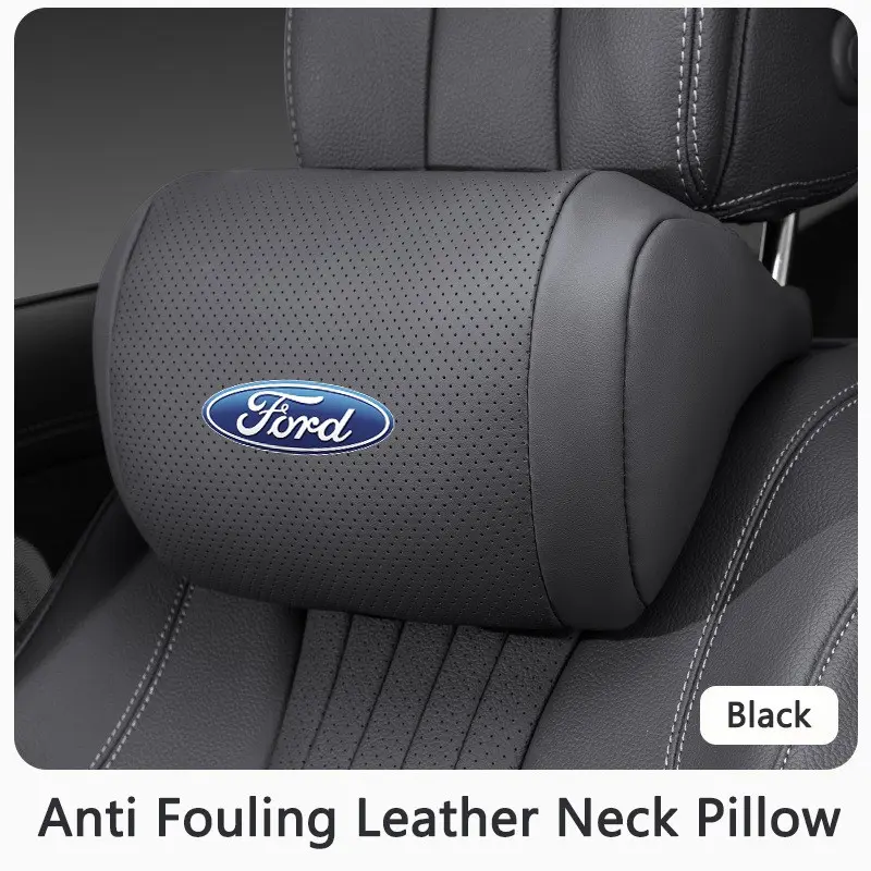 Nappa Leather Car Headrest Neck Support, Neck Rest Cushion, Seat Pillow for Ford Fiesta Ranger S-Max, Truck, Comfortable Neck Protection, Custom Automotive Car Accessories
