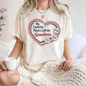 Comfort Colors® My Favorite Players Call Me Grandma Personalized Baseball Shirt Custom Name Gift