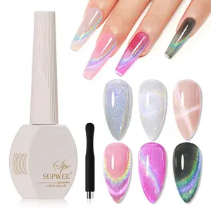 Rainbow Cat Eye Gel Polish - 15ml Holographic 9D Cat Eye with Magnetic Stick for a Glittery Iridescent Galaxy Effect Soak Off UV Lamp Perfect for Nail Art & DIY Manicures at Home