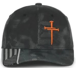 Christian Cross ORANGE Sacred Nails Kryptek Typhoon Adjustable hat with FREE CHALLENGE COIN