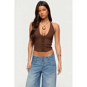 Alira Fringed Panel Halter Top