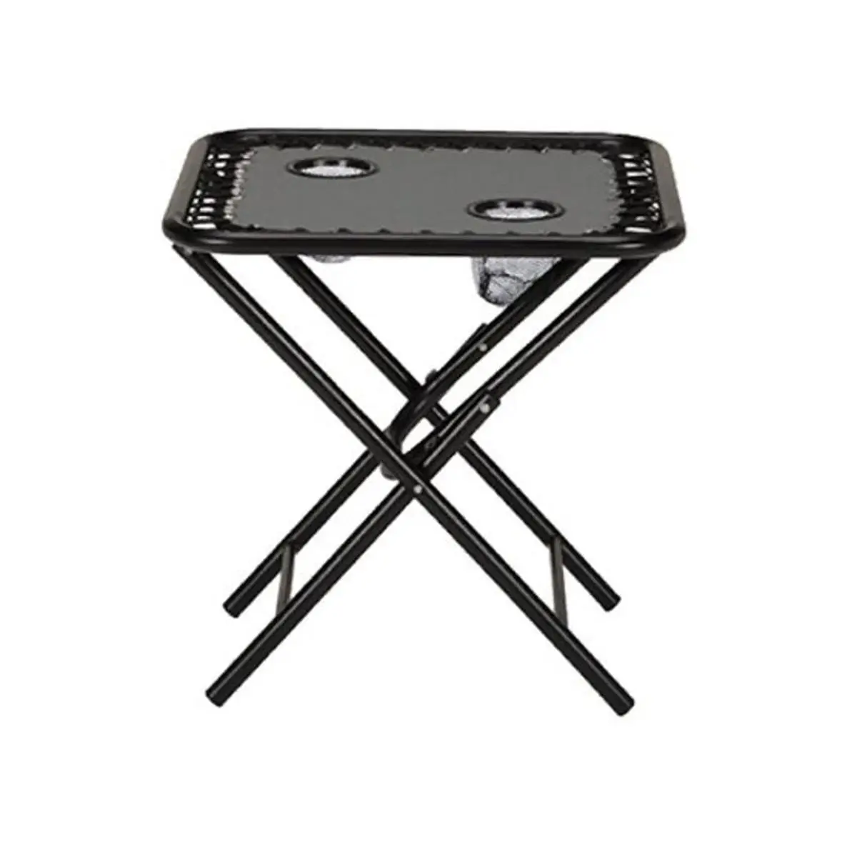212 MAIN Graphite Gray Outdoor Folding Square Side Table - Folding Tables with 2 Cup Holders, Compatible with 0 Gravity Chairs