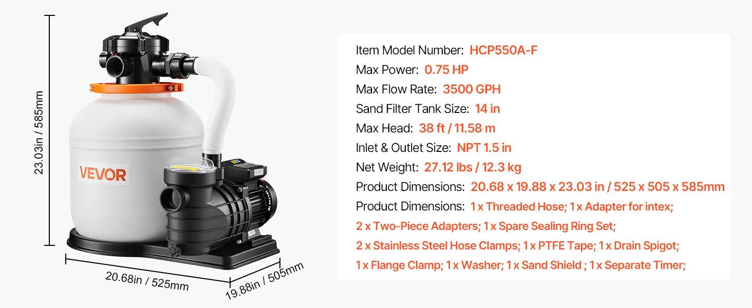 VEVOR FlashPure Sand Filter Pump, Summervibes,Summervibes, 16 in for Above Ground Pool, 1 HP 4400 GPH, Swimming Pool Filter System with Timer, 6X Faster Filtration with Media Installed, Leak-Resistant, Ready to Use Out of Box, Pool Accessories, Swimming P