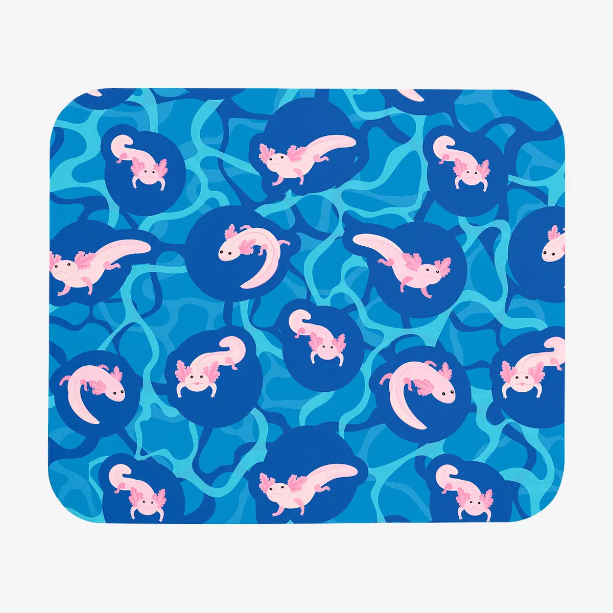 Cute Polka Dot Axolotls Square Fabric Mouse Pad - Durable, Non-Slip Computer Mat for Adults' Home Office Use, Colorful Artwork Desk Mat