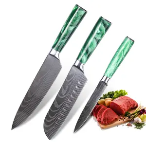 Knife Set 3Piece - Professional Chef Knife Set Ultra Sharp Kitchen Knives and Resin Handle - Meat Cleaver Vegetable, Paring &Slicing/Paring Utility Knives