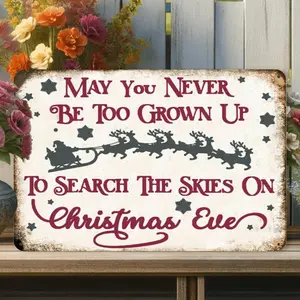 1pc, May You Never Grow Too Big to Search The Sky On Christmas Eve Metallic Tin Sign Home Decor Fun Christmas Bar Cafe Club Wall Poster 8 X 12 Inches, Perfect for Room Decor