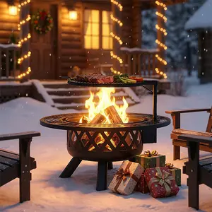 BALI OUTDOORS 2-in-1 Wood Fire Pit with Grill 360° Rotated for Backyard Camping Tailgating Party Heavy Duty Firepit BALI OUTDOORS 2-in-1 Wood Fire Pit with Grill 360° Rotated for Backyard Camping Tailgating Party Heavy Duty Firepit