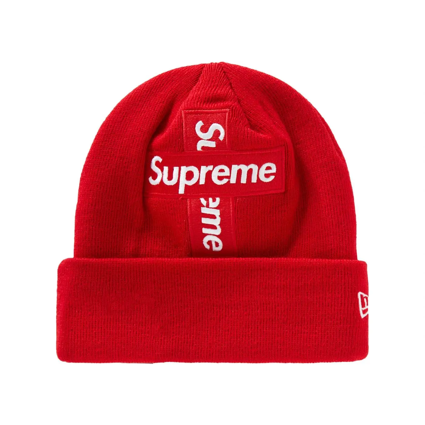 Supreme New Era Cross Box Logo Beanie Red