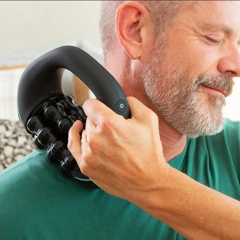Handheld Electric Muscle Relaxation Massage Roller, 3 Speed Settings, Ergonomic Fascia Reliever, Home Fitness Shoulder Neck Leg Massager, Relief Roller