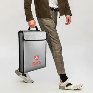 Fireproof Waterproof Document Bag with Zipper,Heat Insulated Upgraded Fireproof Document Bag 15.8”x 12.6”×2.5” for Important Document Storage Organizer for Valuables, Legal Documents Safe