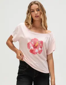 RSQ Womens Off The Shoulder Hibiscus Tee
