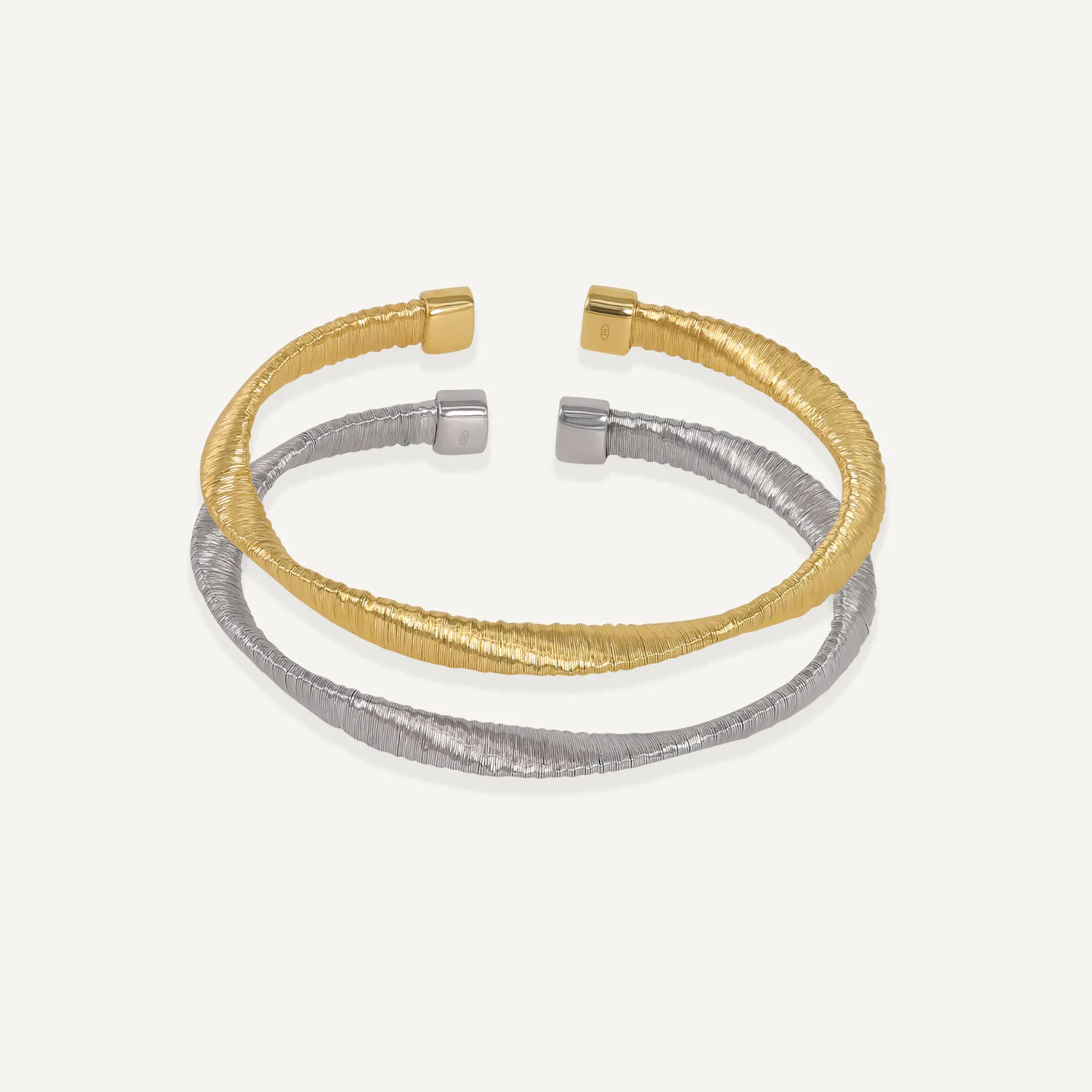 Bloomvere 18K Gold Cuff Thin Bangle for Women S925 Silver Möbius Thin Bracelet for Small Wrists Italian Handmade Gold Coil Jewelry Birtherday Christmas Gift for Daughter