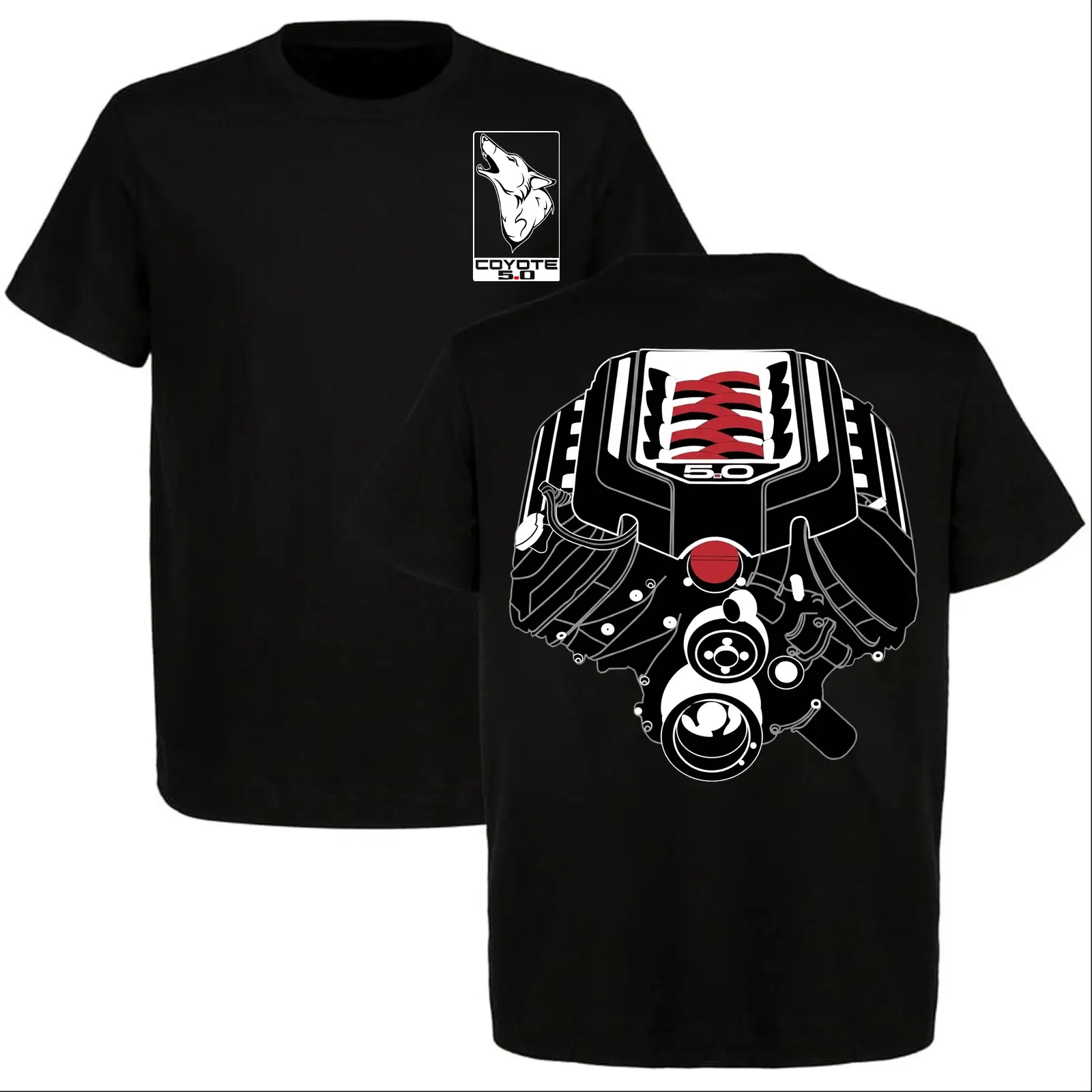 5.0 Coyote Engine T-Shirt, Ford Mustang GT V8 Motor Tee, Minimalist Performance Graphic Shirt, American Muscle Car Enthusiast Gift
