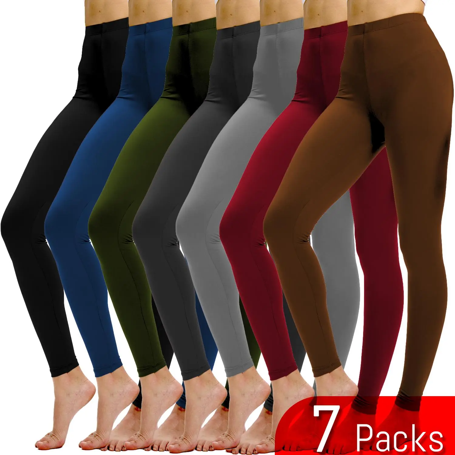 7 Pack Lightweight Leggings for Women - High Waist Soft Warm Opaque Yoga Pants, Full Length Stretch Workout Leggings for Gym, Running, Pilates & Daily Comfort Wear, Gym Sportswear Bottoms, Female Gym Clothes