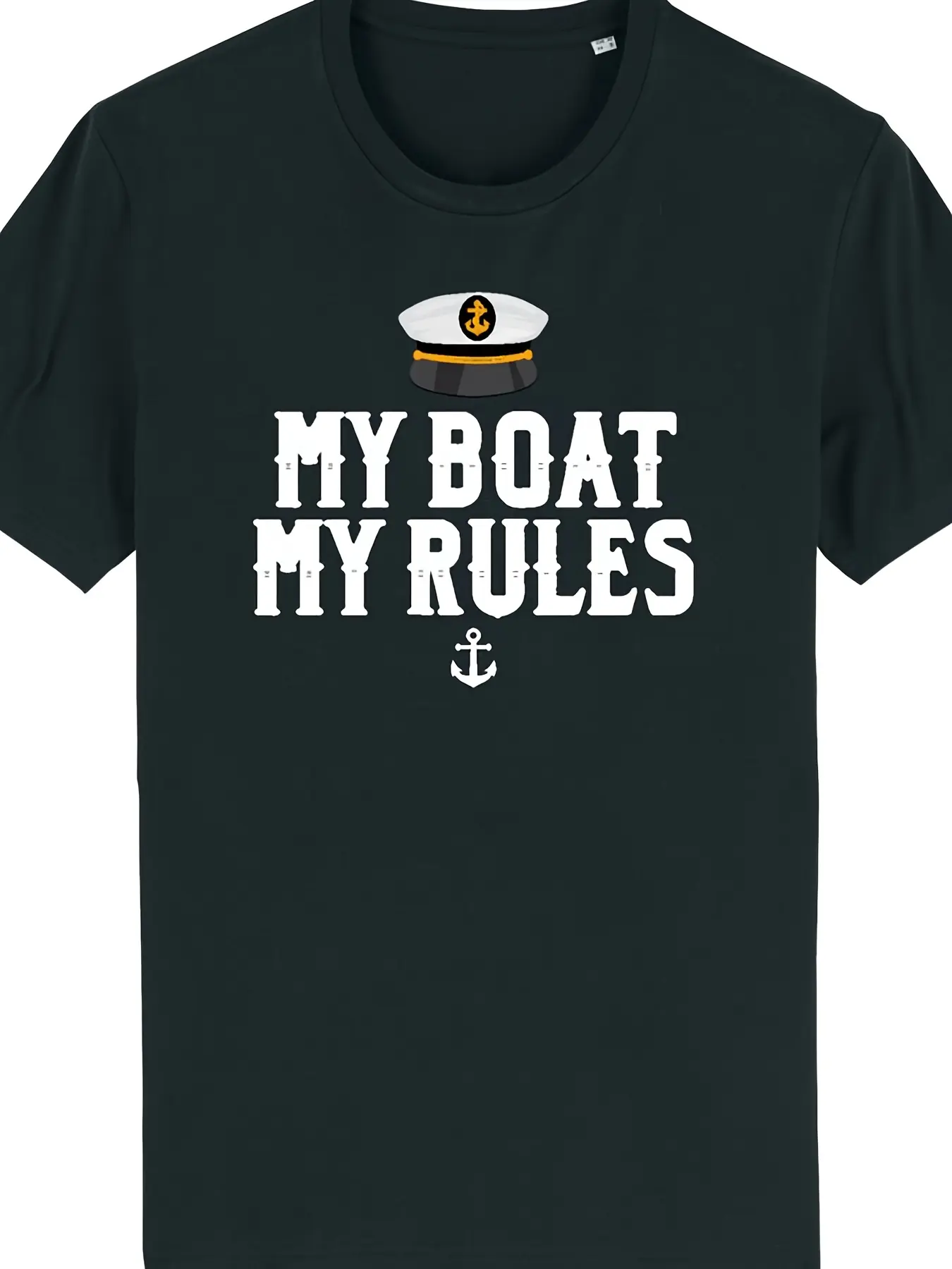 My Boat My Rules Captain Skipper Sailing Boating Yachting Funny Gift |   All-Season Humor Men'S T-Shirt Crew Neck Short Sleeve Soft Breathable Machine Washable