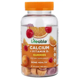 Lifeable Calcium + Vitamin D3 Gummies, Fruit, 60 Gummies