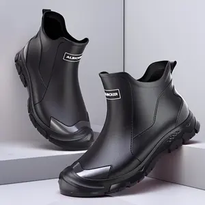 Men's Fashion Slip-On Rain Boots - Waterproof, Non-Slip, Durable for All Seasons