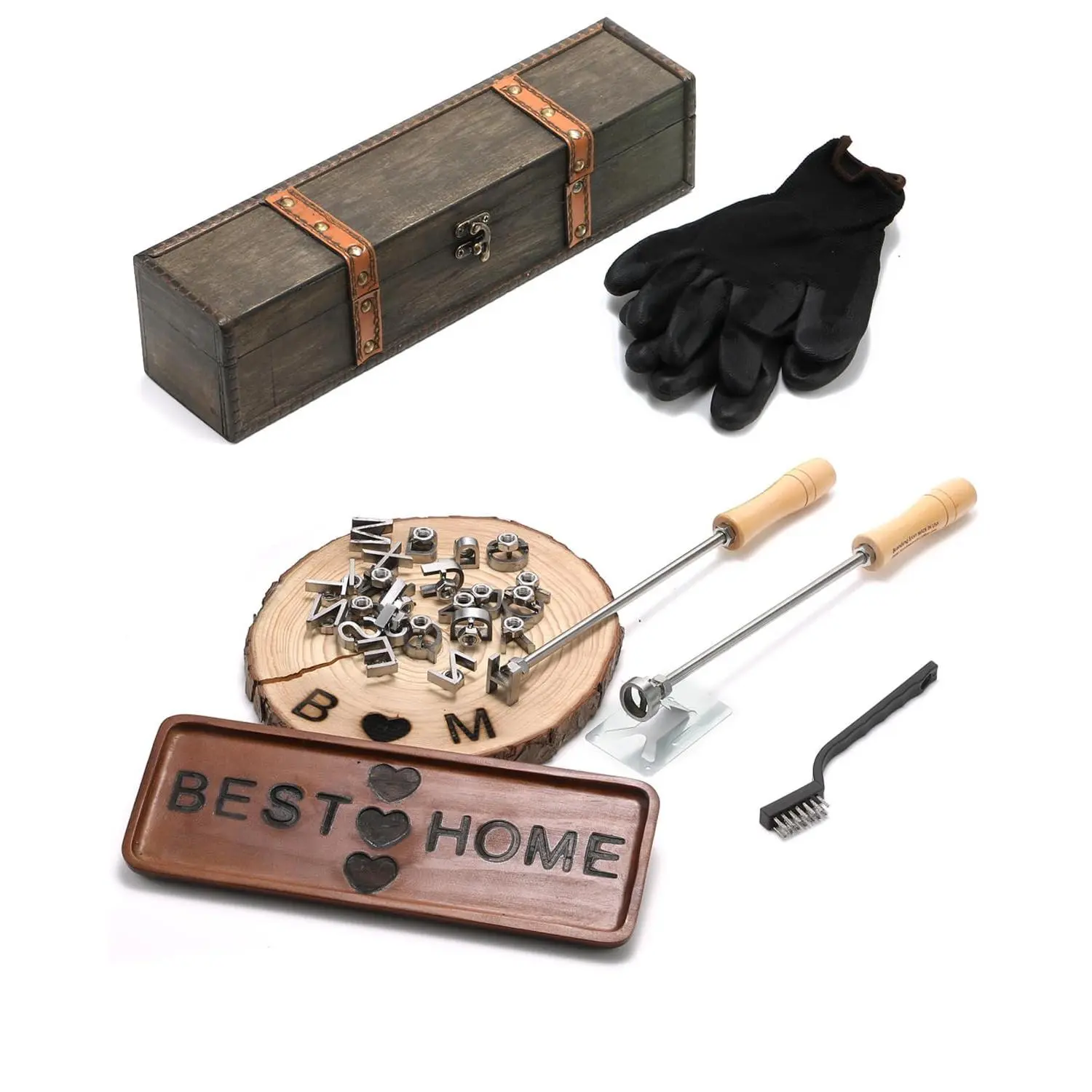 1 Inch 26 count Letter Branding Iron for , Hats, Leather & , Branding Letters for BBQ Steak Bread Cookies & Personalized Gifts, with Wooden Box and 2 Handles (1" Alphabet A-Z)