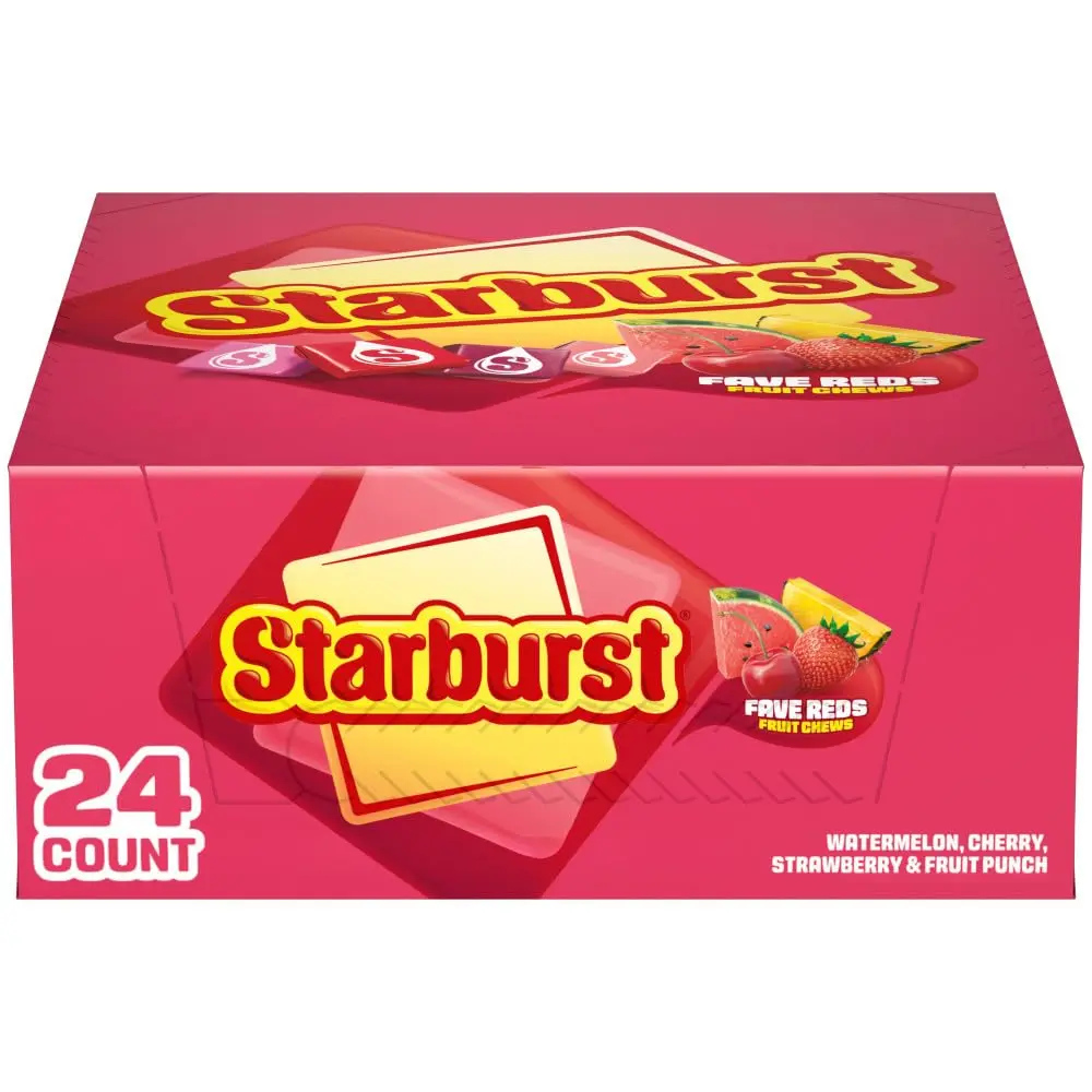 STARBURST FaveREDS Chewy Candy, Bulk Pack, Full Size, 24 Packs