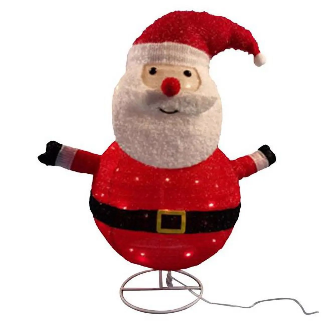 Traditional 2.5 ft LED Santa Yard Light Decoration - 3D Fabric-Metal Warm White Ornament, Santa Face Classic Christmas Home Festive Decor