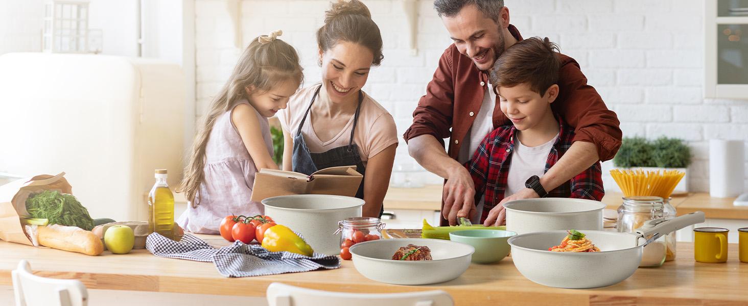 12 Pcs Pots and Pans Set Nonstick - Kitchen Cookware Set with Detachable Handle, Induction Cookware, Dishwasher Oven Safe